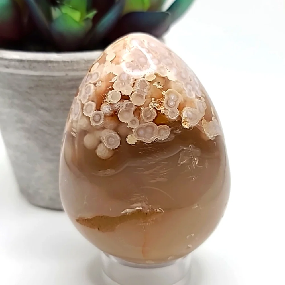 CLEARANCE BIG Pink Flower Agate Crystal Egg B
